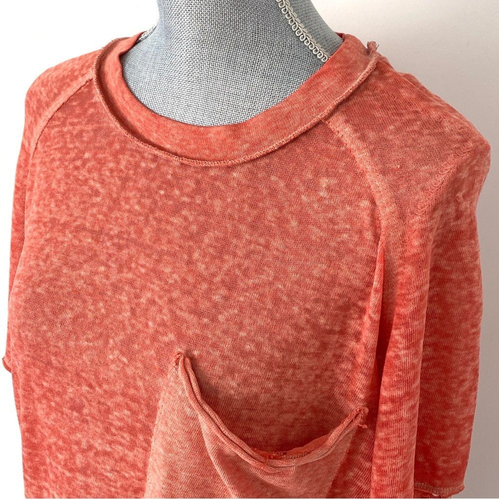 We The Free Distressed Sheer Coral Orange Short Sleeve Tee XS Lightweight Beach - Picture 4 of 9